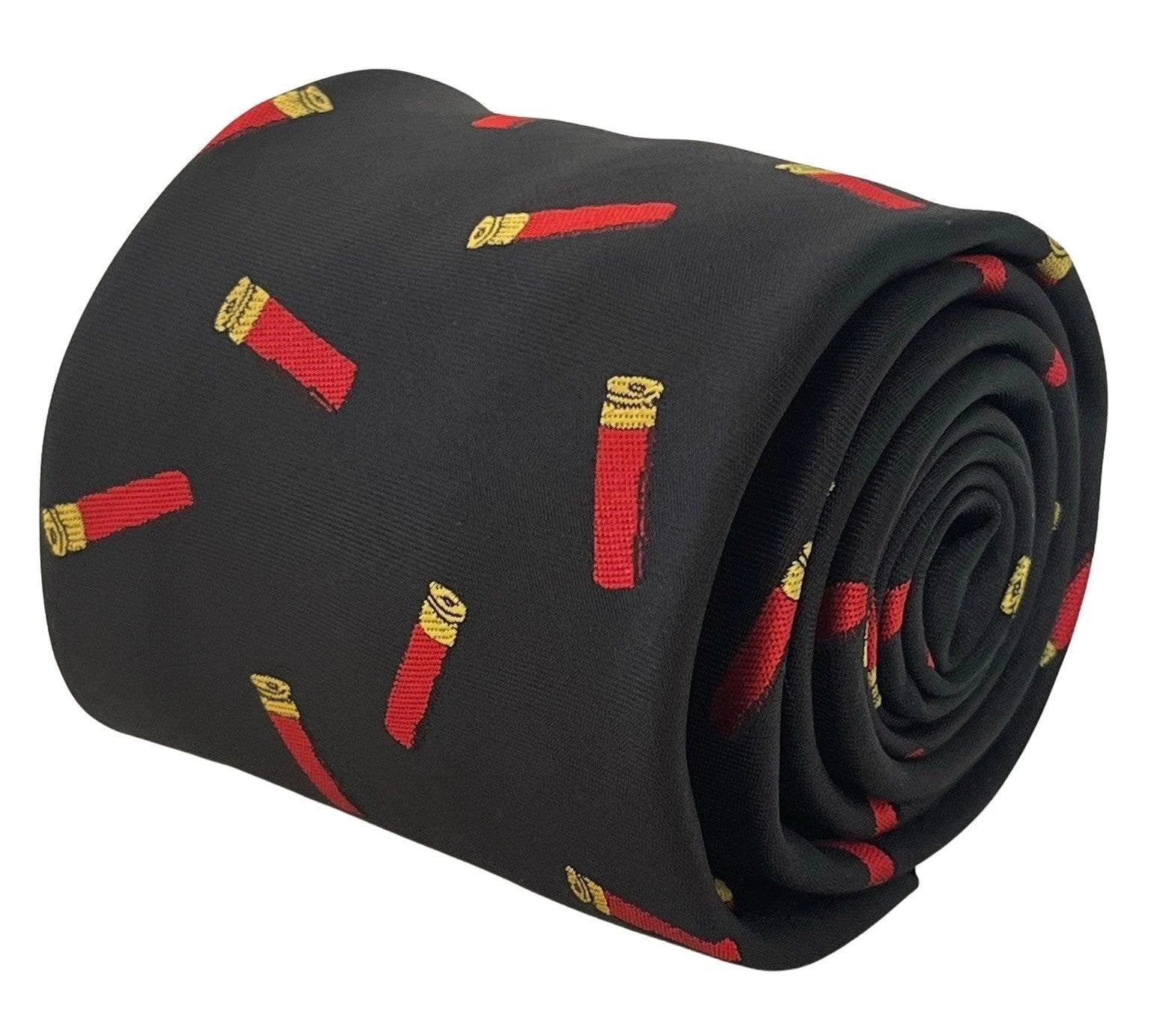 black tie with shooting cartridge hunting design by Frederick Thomas Handmade Mens Ties