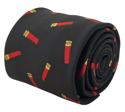 black tie with shooting cartridge hunting design by Frederick Thomas Handmade Mens Ties