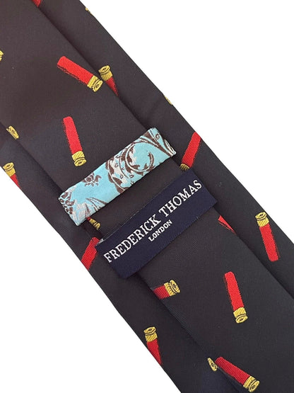 black tie with shooting cartridge hunting design by Frederick Thomas Handmade Mens Ties