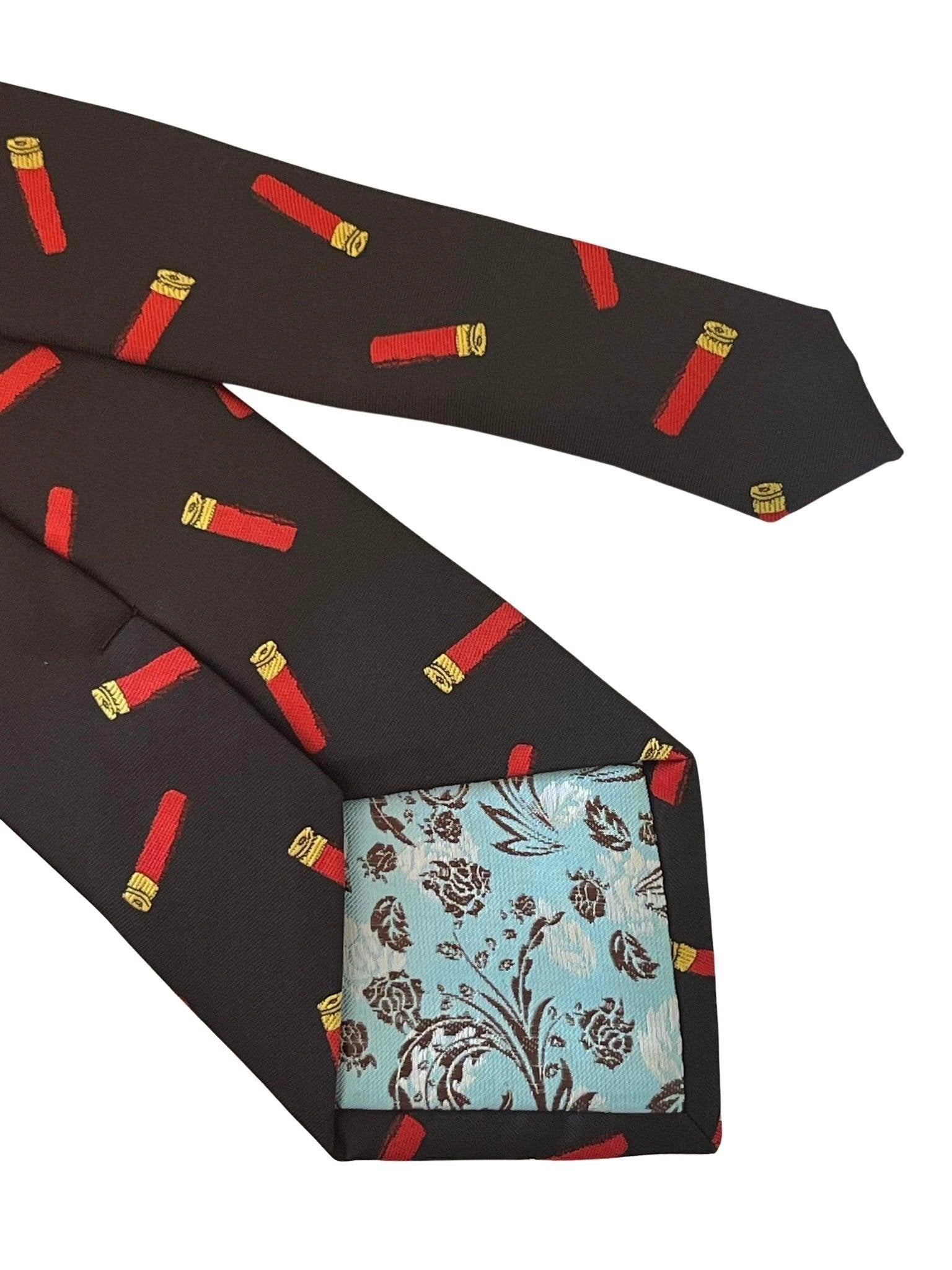 black tie with shooting cartridge hunting design by Frederick Thomas Handmade Mens Ties