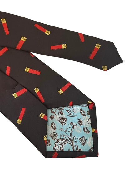 black tie with shooting cartridge hunting design by Frederick Thomas Handmade Mens Ties