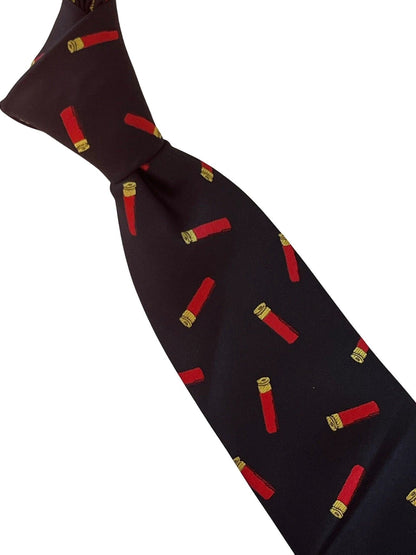 black tie with shooting cartridge hunting design by Frederick Thomas Handmade Mens Ties
