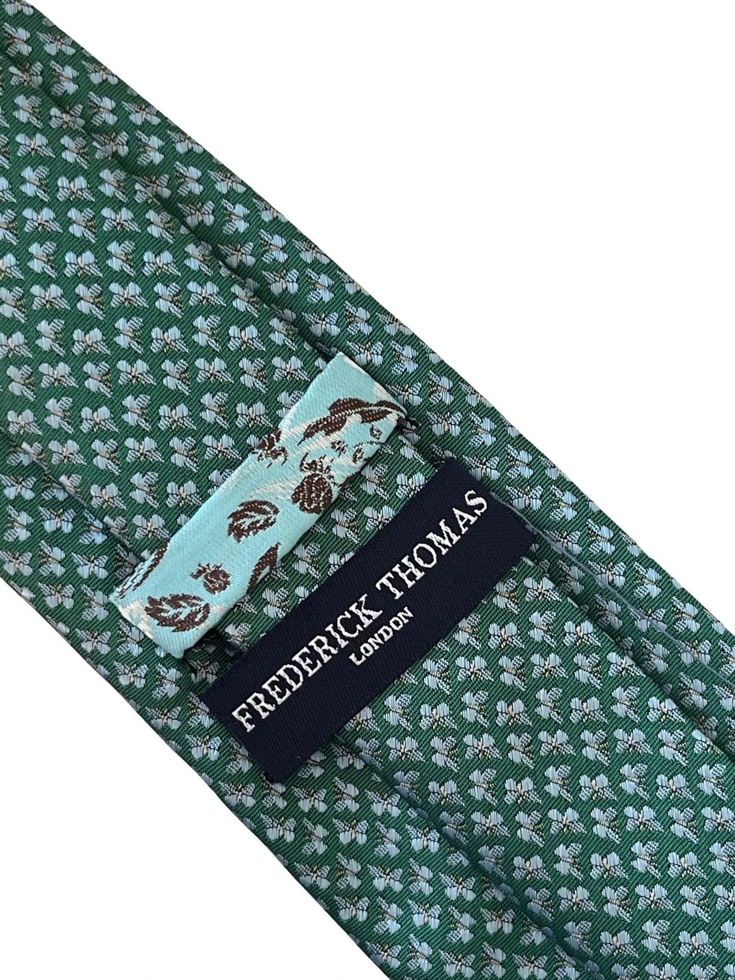 Emerald Dark Green Tie With Embroidered Butterfly Design - Handmade Craftsmanship For Timeless Formal Elegance by Frederick Thomas Handmade Mens Ties