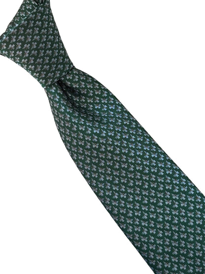 Emerald Dark Green Tie With Embroidered Butterfly Design - Handmade Craftsmanship For Timeless Formal Elegance by Frederick Thomas Handmade Mens Ties