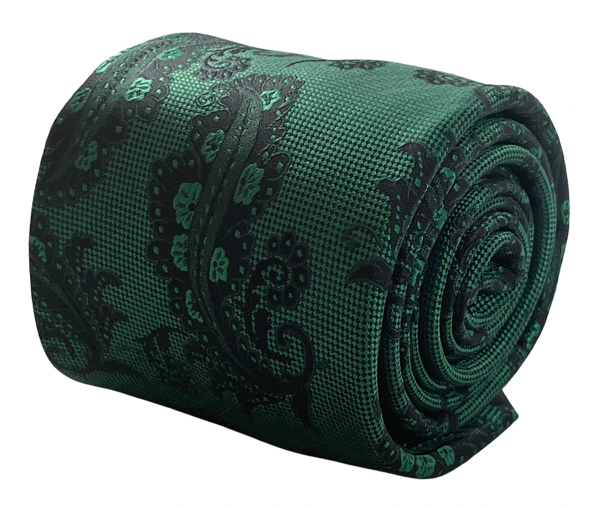 Jade, emerald green and black paisley classic tie by Frederick Thomas Handmade Mens Ties