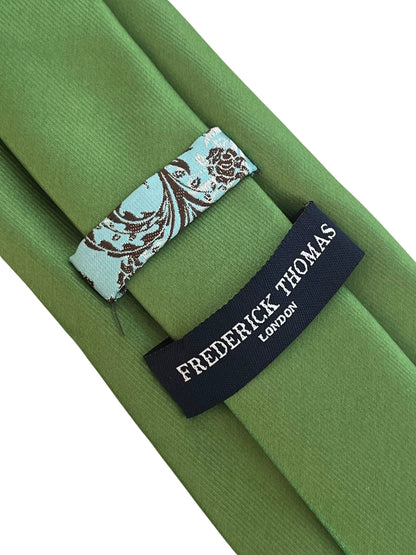 Bright, grass, leaf, lime green plain classic tie by Frederick Thomas Handmade Mens Ties