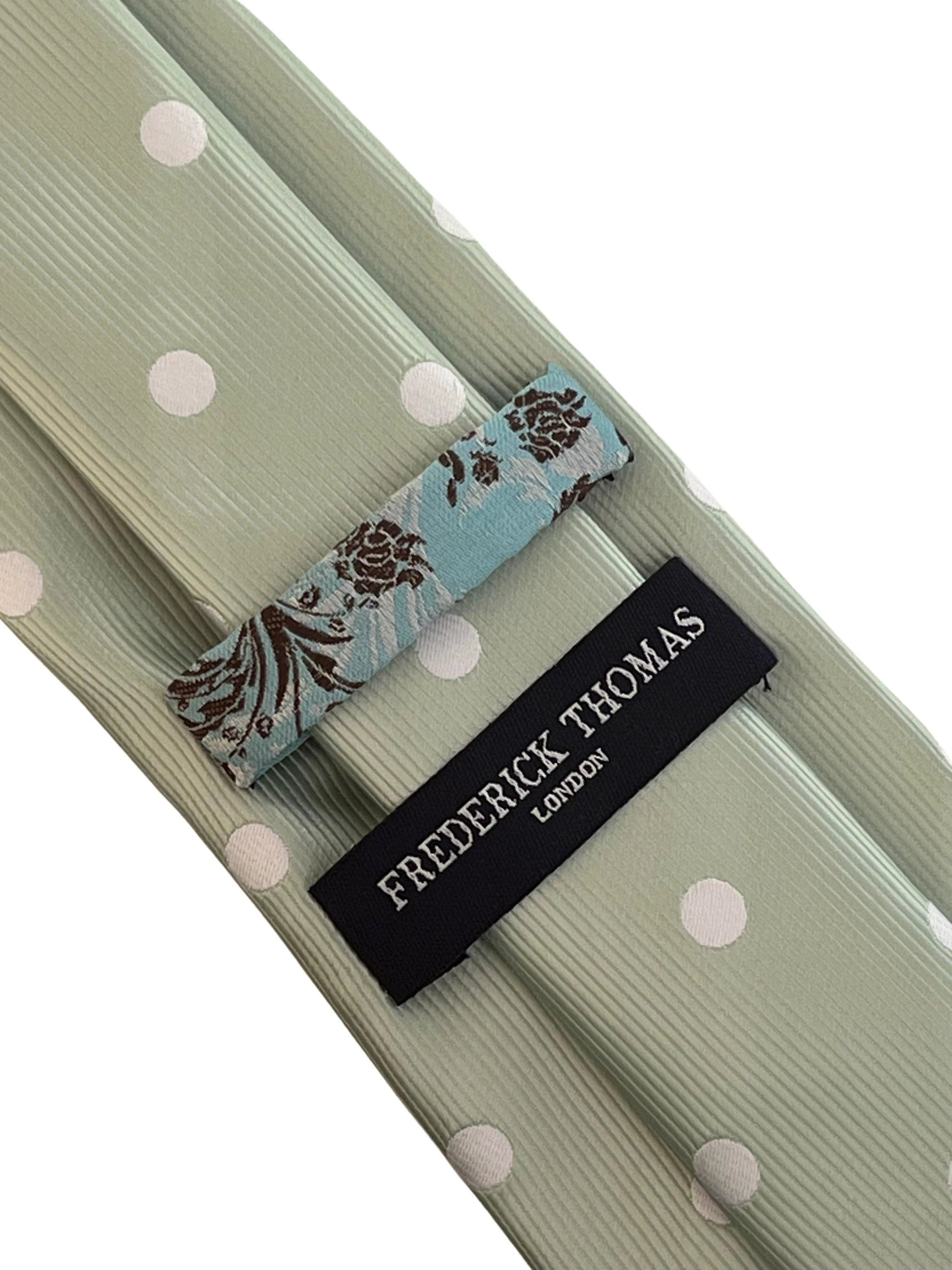 Mint and Pastel Green Polka Dot Classic Tie for the Luxury Professional Man - Handmade by Frederick Thomas by Frederick Thomas Handmade Mens Ties
