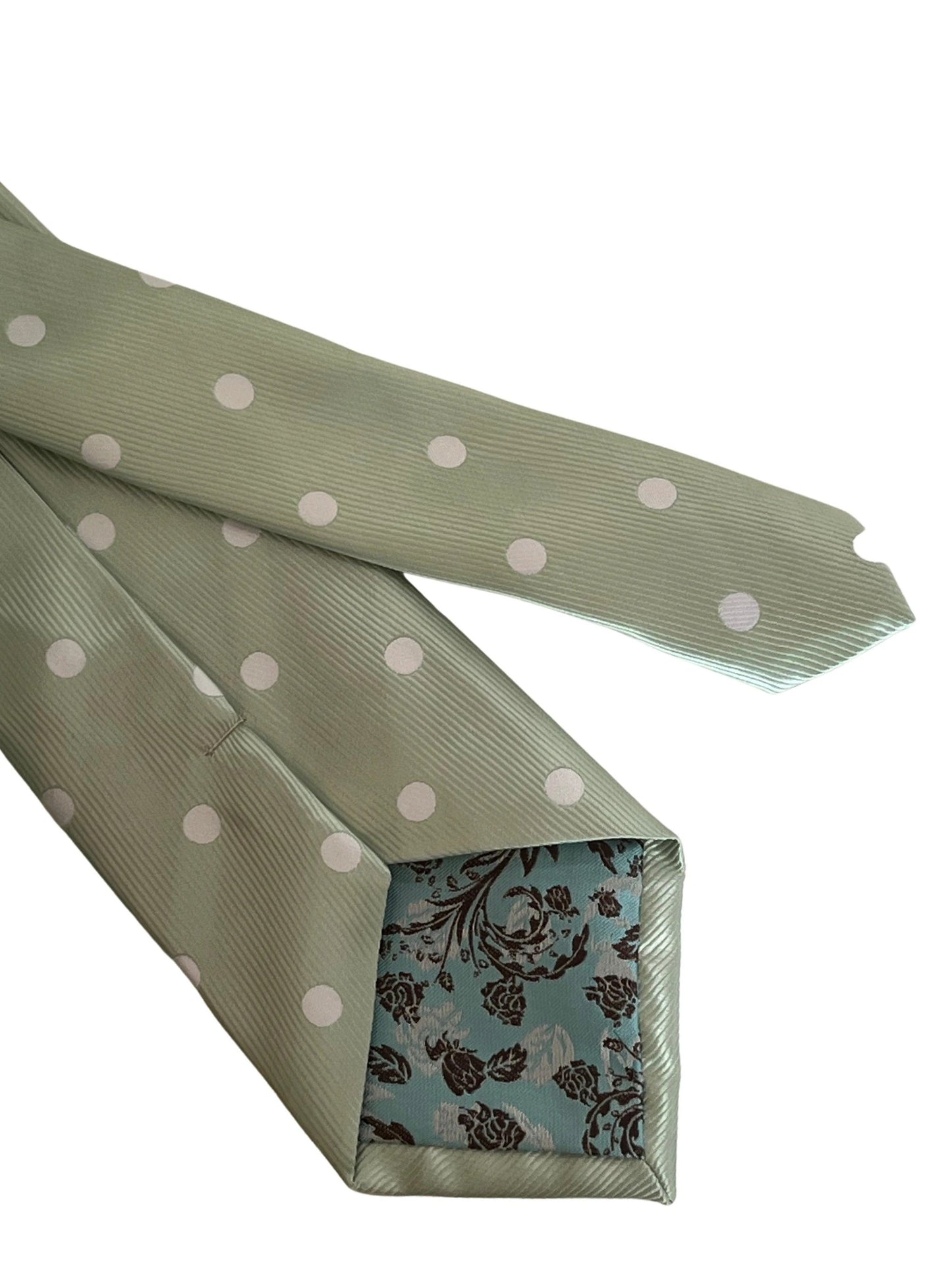 Mint and Pastel Green Polka Dot Classic Tie for the Luxury Professional Man - Handmade by Frederick Thomas by Frederick Thomas Handmade Mens Ties