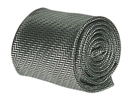 Dark Green And White Herringbone Classic Tie - Handmade Premium Wardrobe Essential by Frederick Thomas Handmade Mens Ties