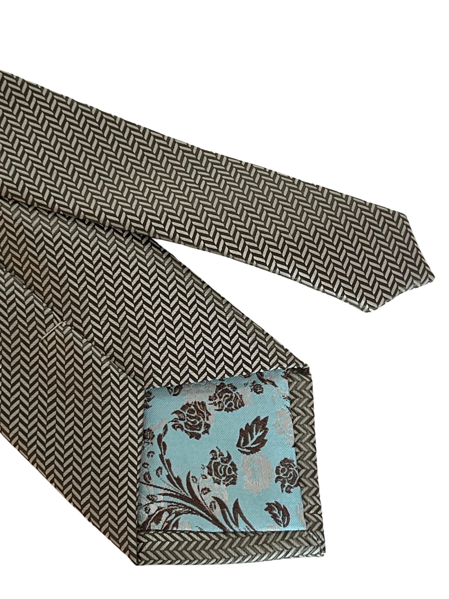 Dark Green And White Herringbone Classic Tie - Handmade Premium Wardrobe Essential by Frederick Thomas Handmade Mens Ties