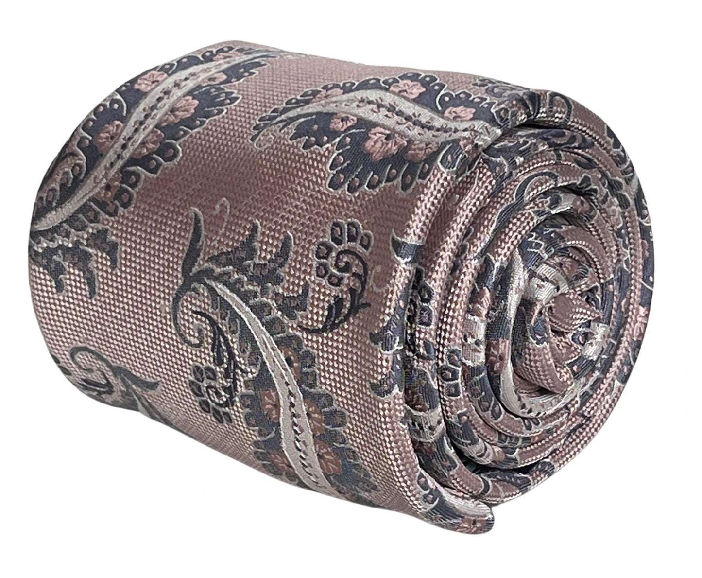 Baby, light, pastel, powder, candyfloss, bubble-gum, blush pink paisley tie by Frederick Thomas Handmade Mens Ties