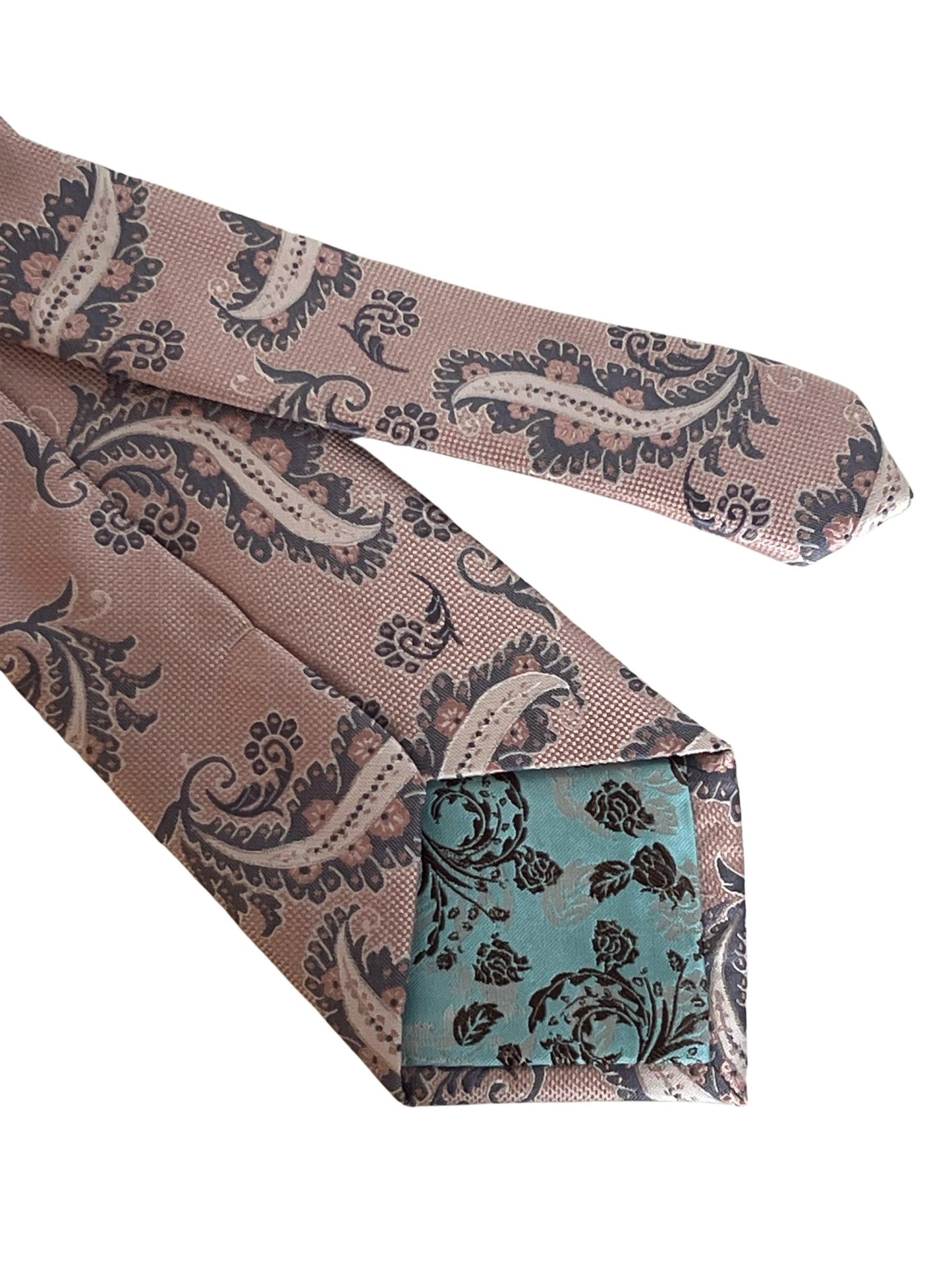 Baby, light, pastel, powder, candyfloss, bubble-gum, blush pink paisley tie by Frederick Thomas Handmade Mens Ties