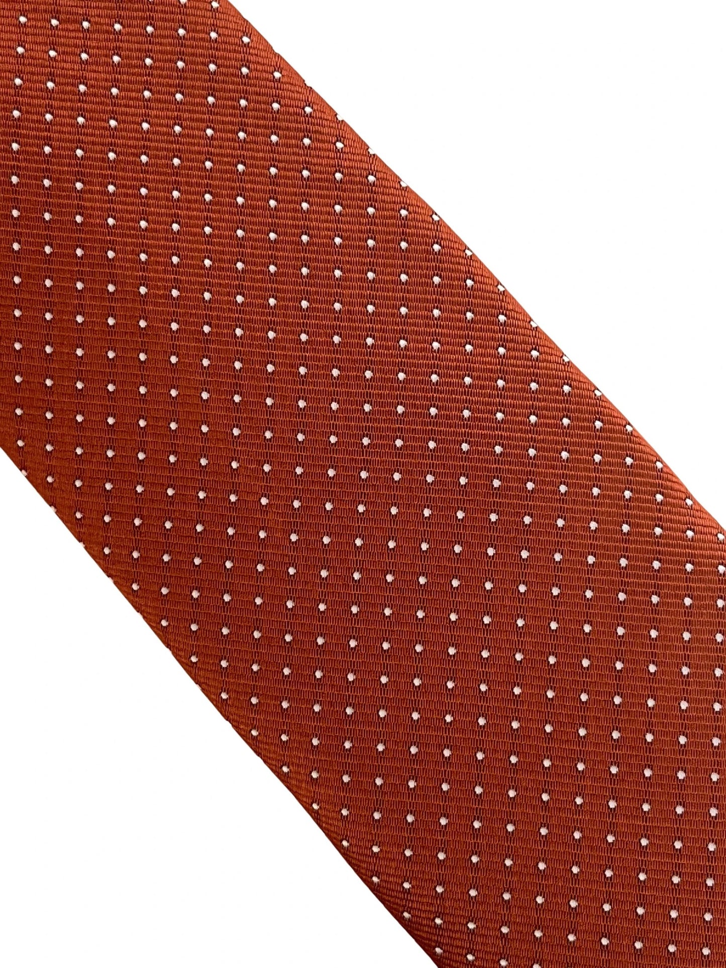 Burnt Rustic Rusty Copper Brick Orange Brown With White Pin Spots Classic Tie - Handcrafted Textured Finish by Frederick Thomas Handmade Mens Ties