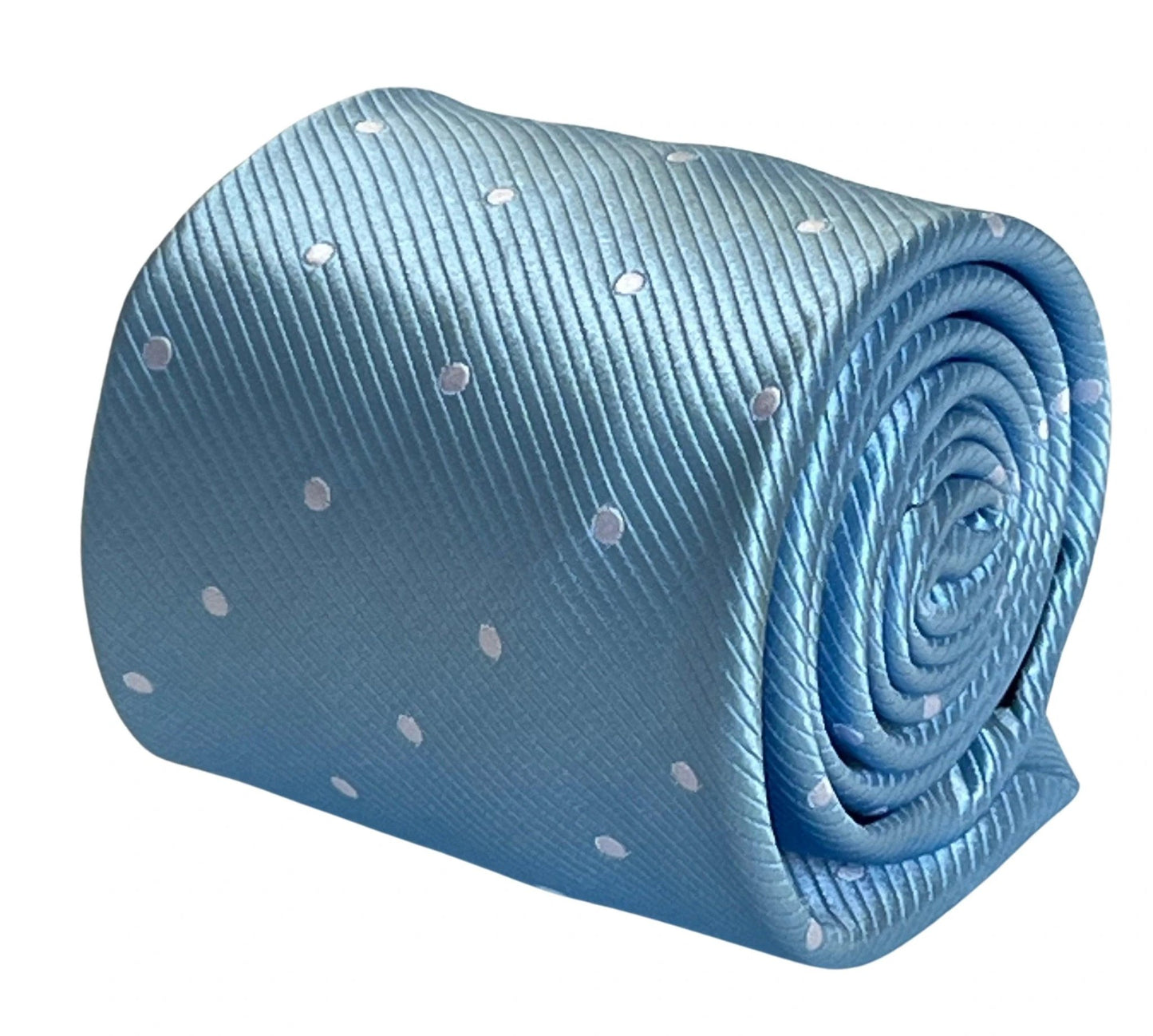 Light blue pastel cornflower sky powder blue tie with white polka spots by Frederick Thomas Handmade Mens Ties