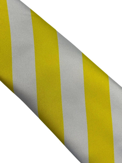 Bright lemon sunshine yellow and white barber stripe tie by Frederick Thomas Handmade Mens Ties