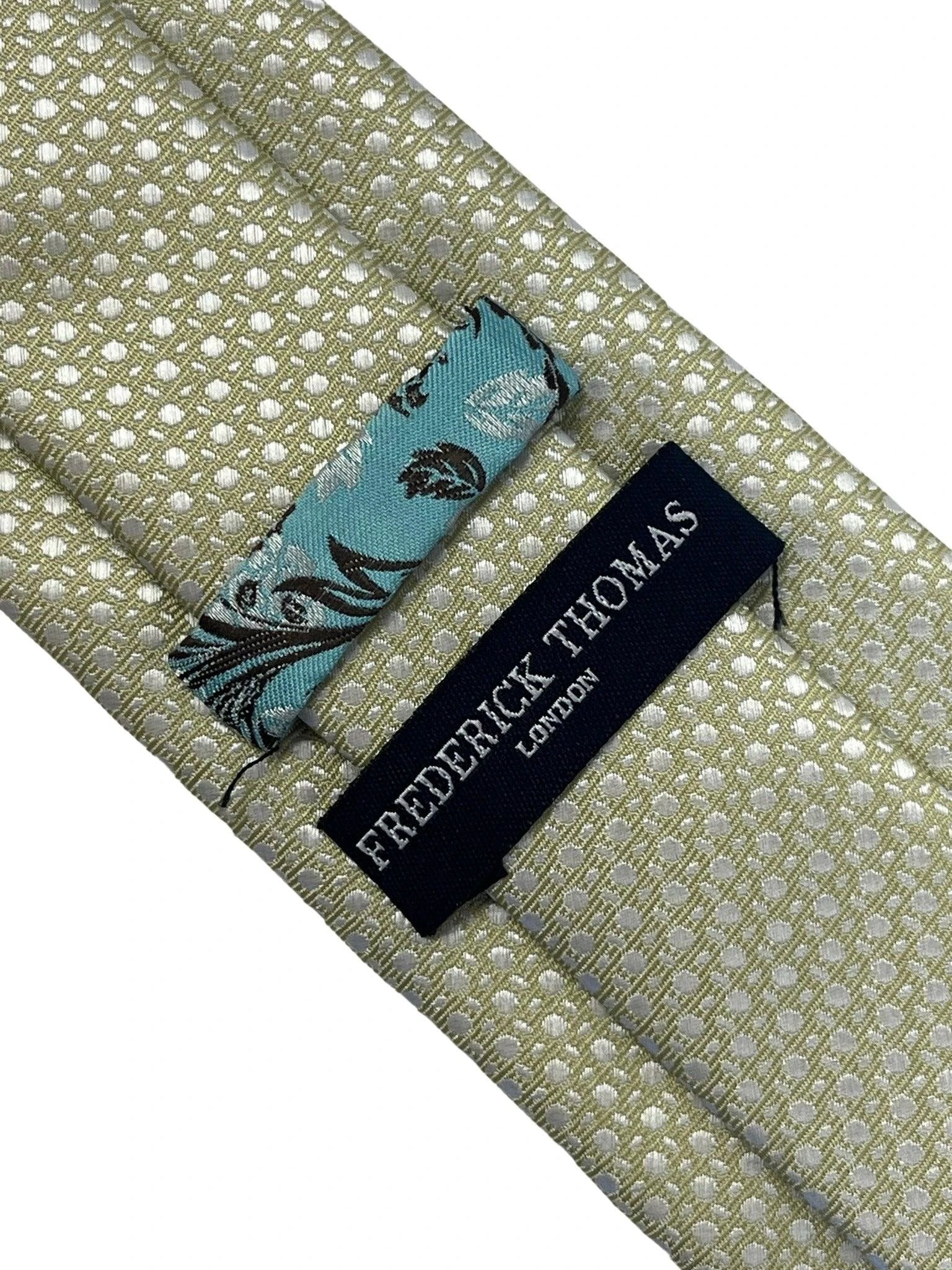 Gold tie with geometric design by Frederick Thomas Handmade Mens Ties