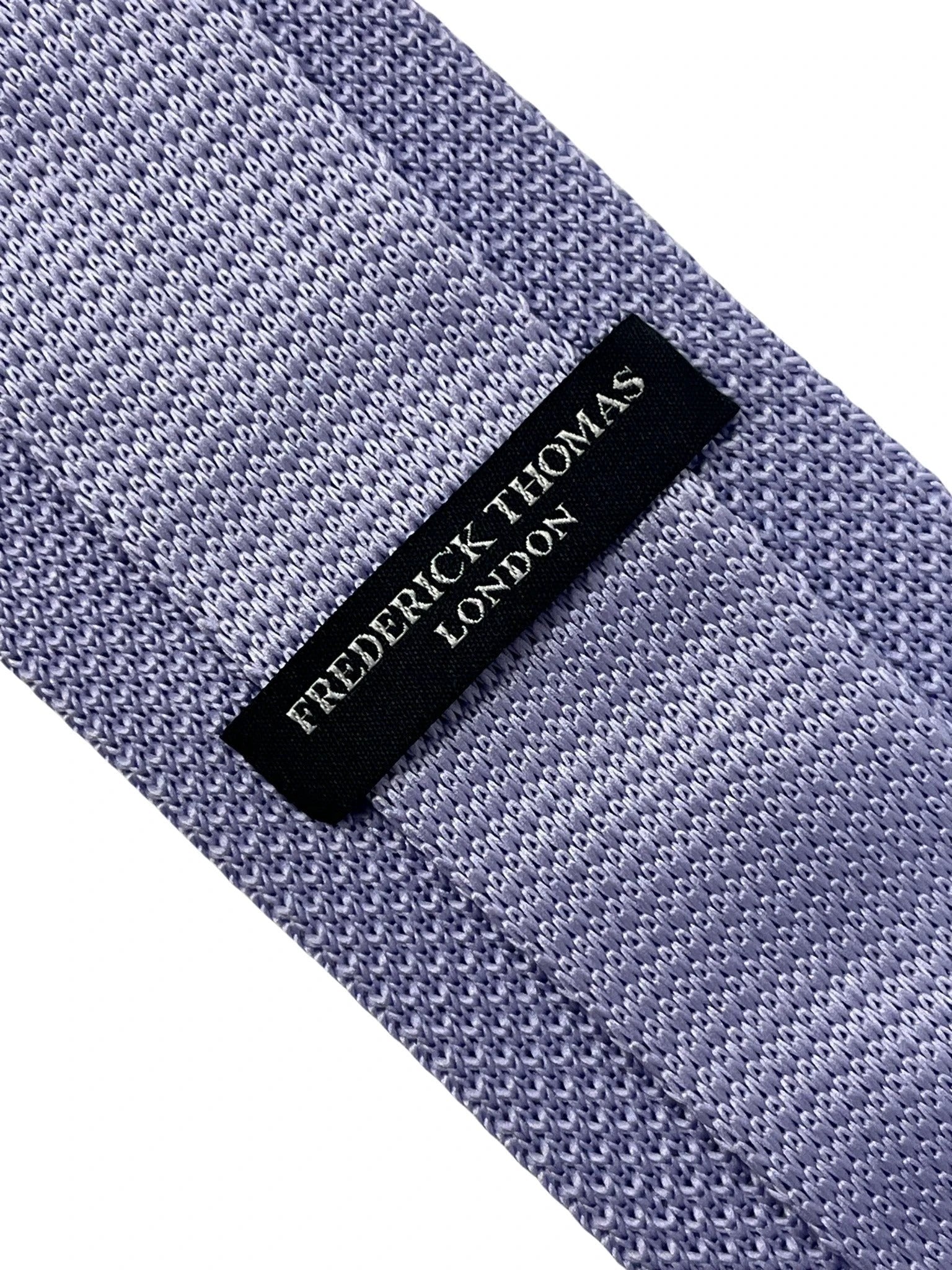 Lilac knitted tie with classic 8cm width by Frederick Thomas Handmade Mens Ties