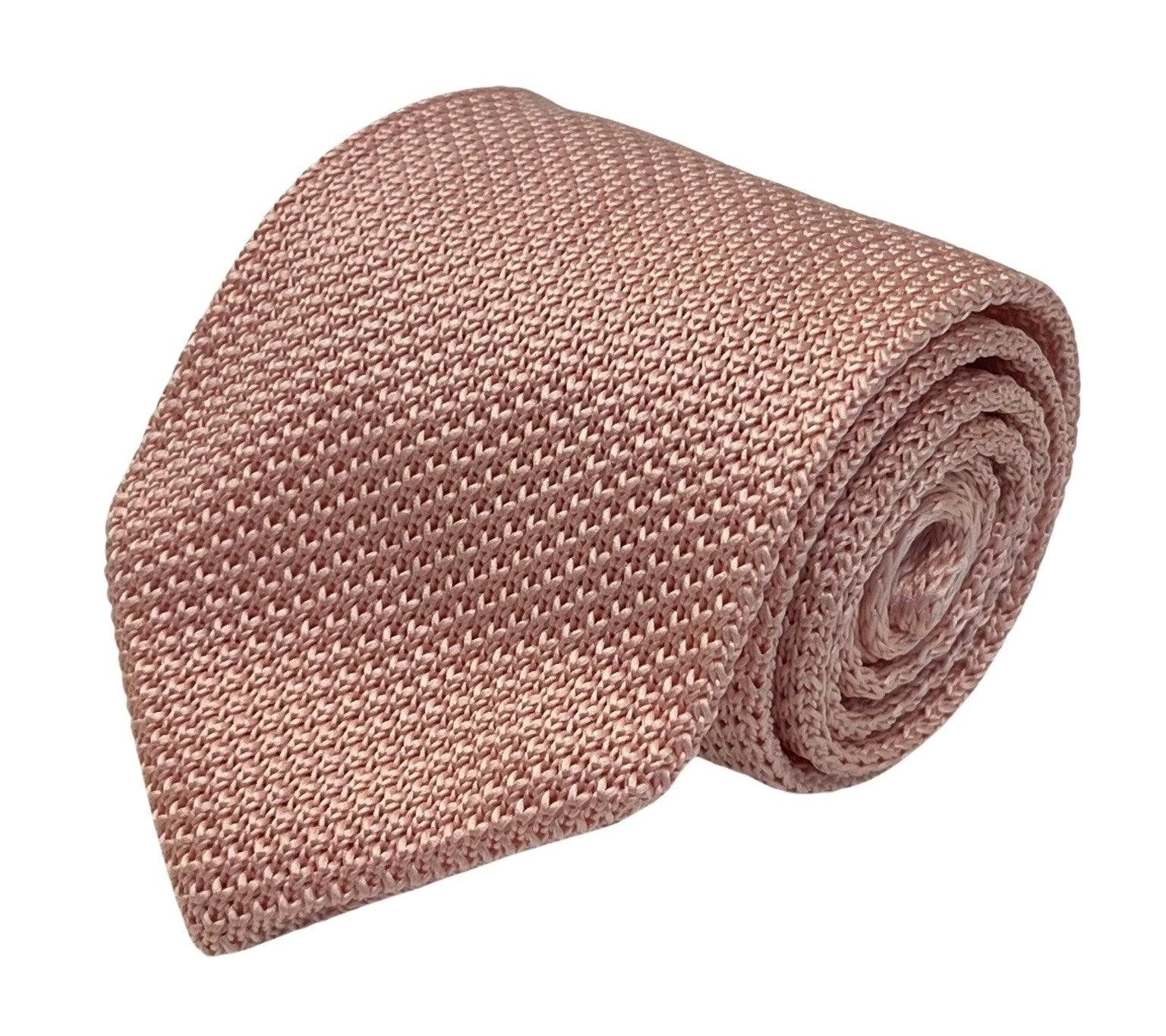 light baby pink pastel blush knitted tie in standard 8cm width by Frederick Thomas Handmade Mens Ties