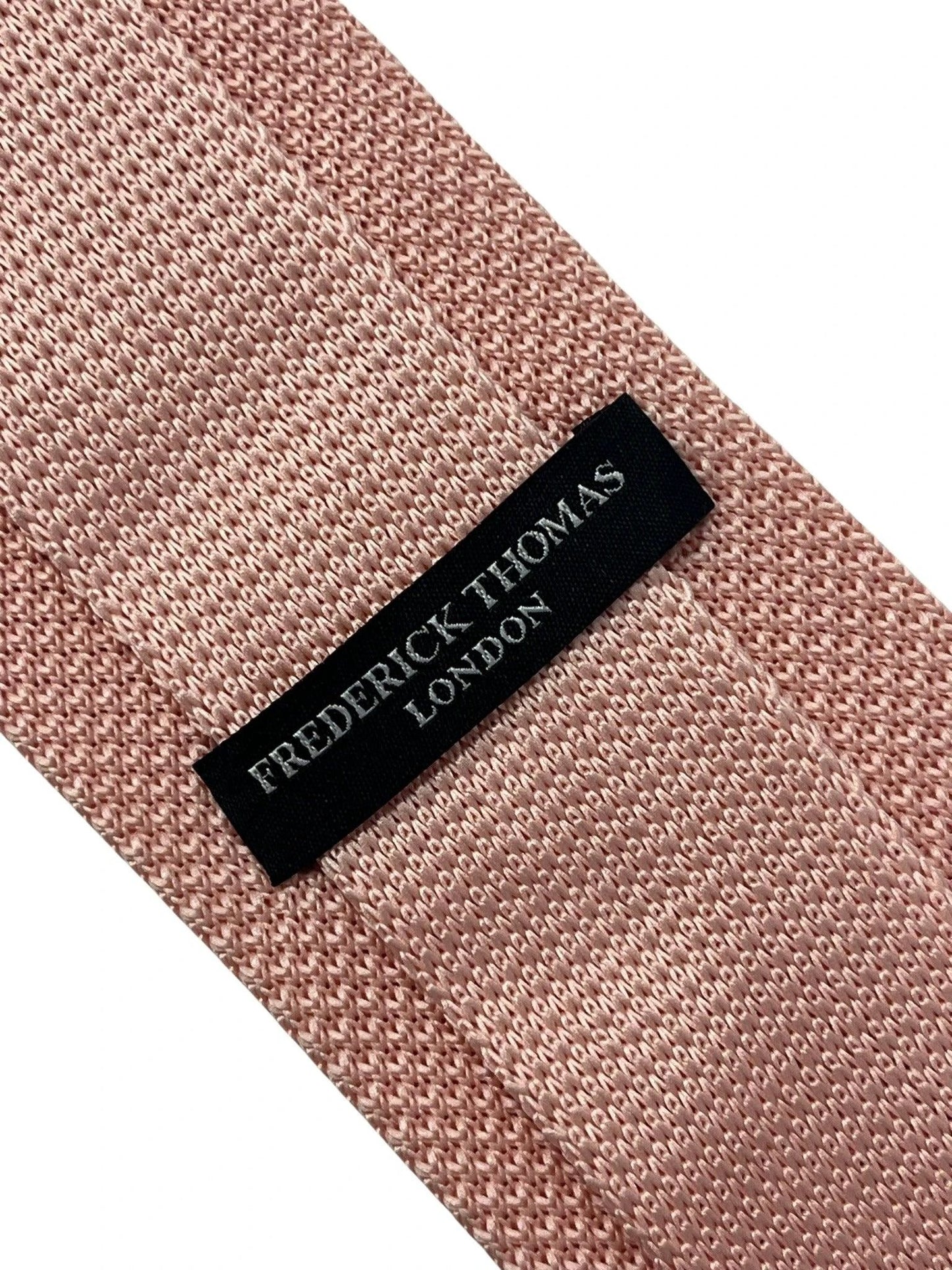light baby pink pastel blush knitted tie in standard 8cm width by Frederick Thomas Handmade Mens Ties