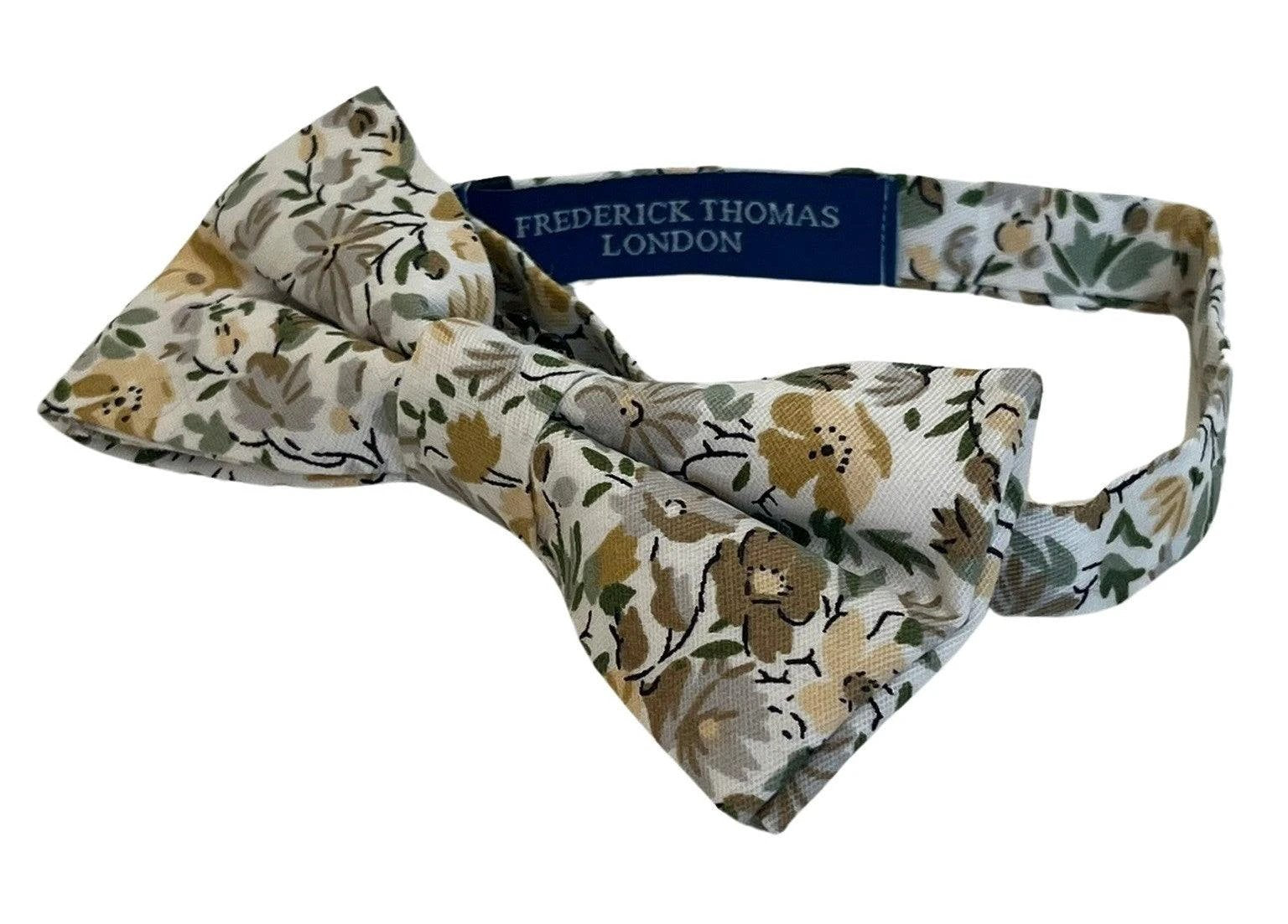 ivory cotton english wildflower garden design cotton bow tie by Frederick Thomas Handmade Mens Ties