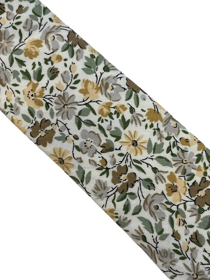 Ivory cotton English wildflower garden design cotton tie by Frederick Thomas Handmade Mens Ties