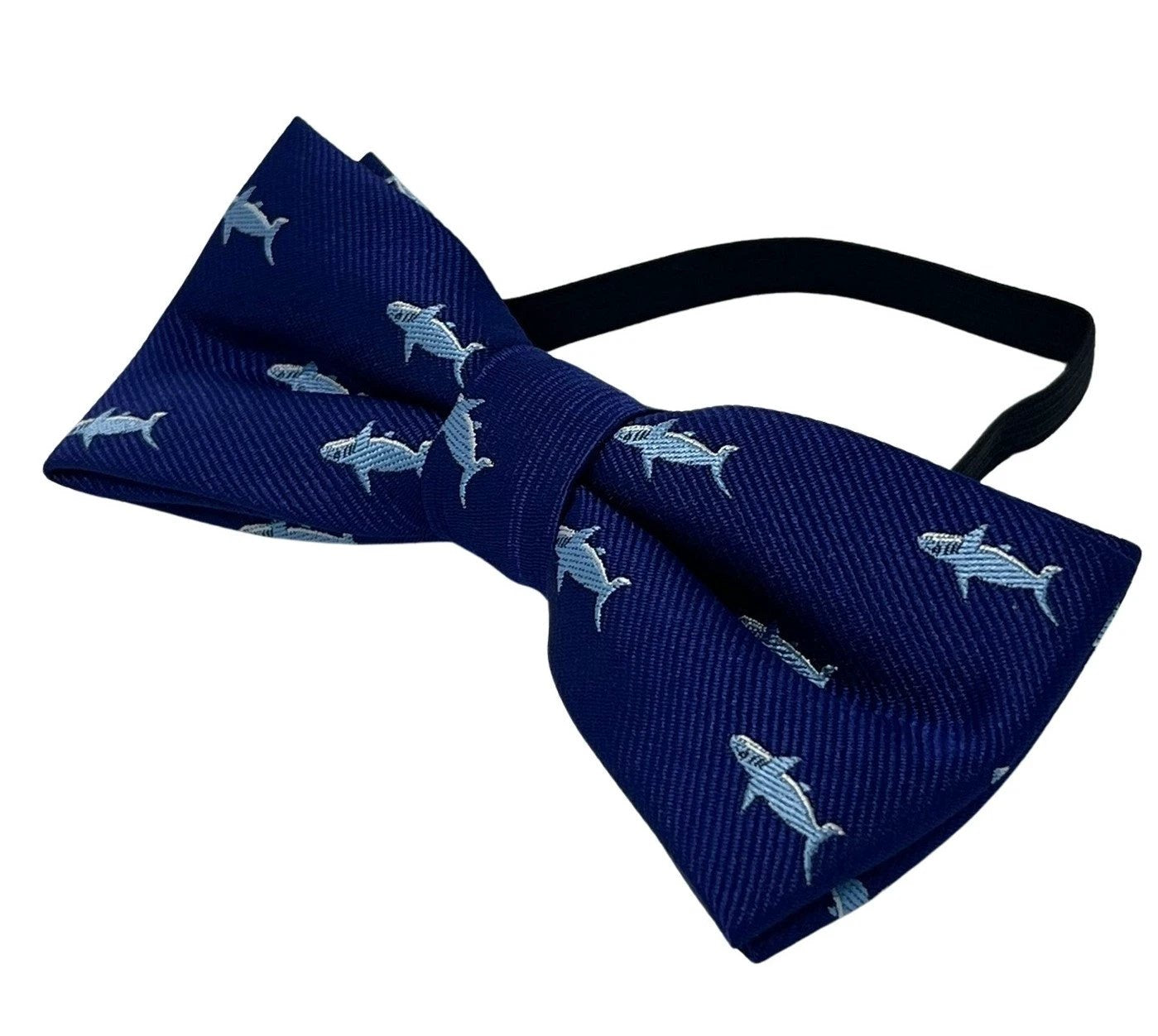 Navy blue with shark aquatic fish design child's bow tie by Frederick Thomas Handmade Mens Ties