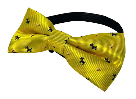 Yellow gold scotty dog child's bow tie by Frederick Thomas Handmade Mens Ties