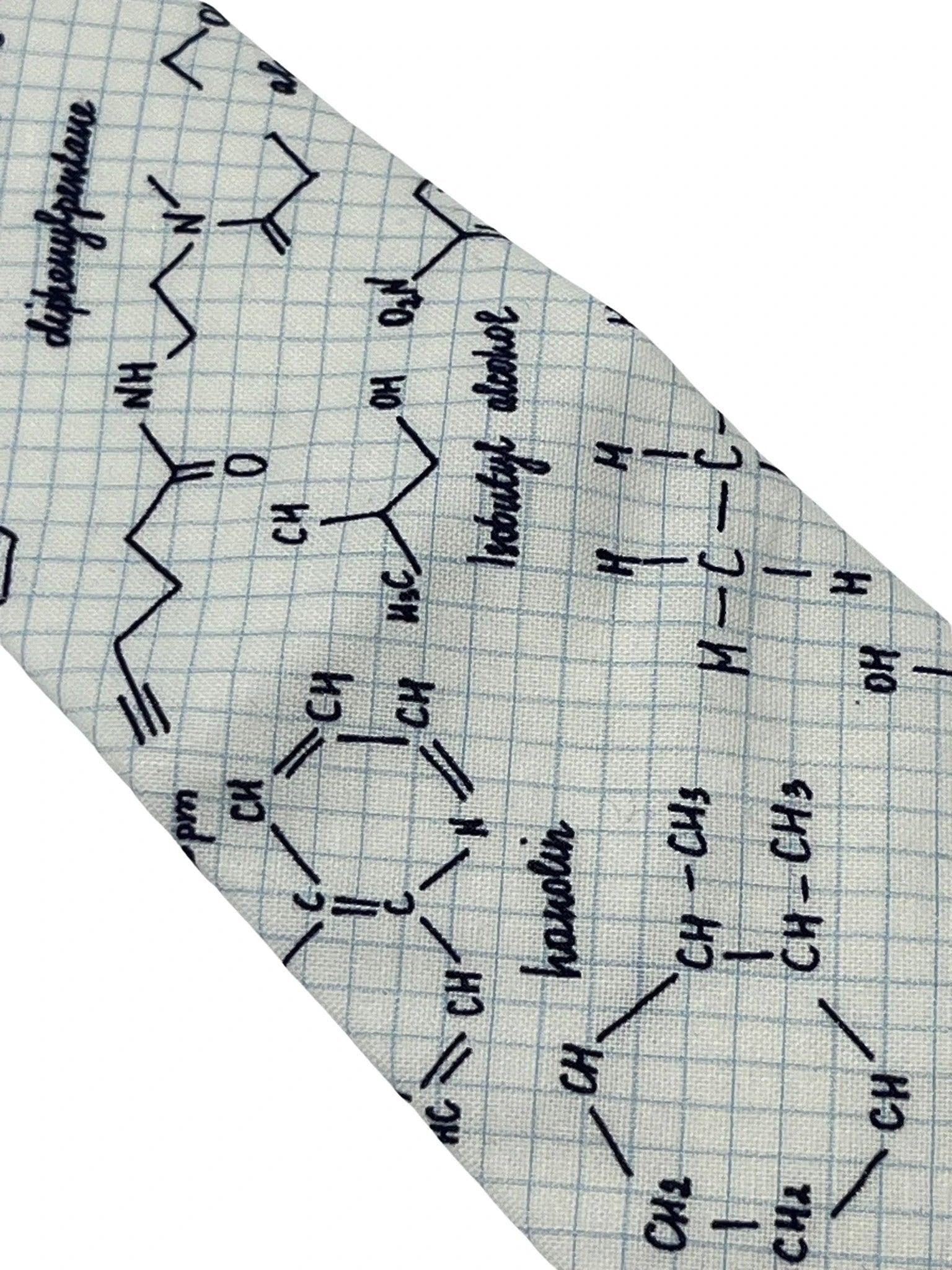 Ivory cream tie with chemical equation science by Frederick Thomas Handmade Mens Ties