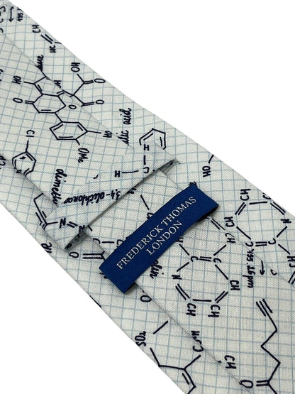 Ivory cream tie with chemical equation science by Frederick Thomas Handmade Mens Ties