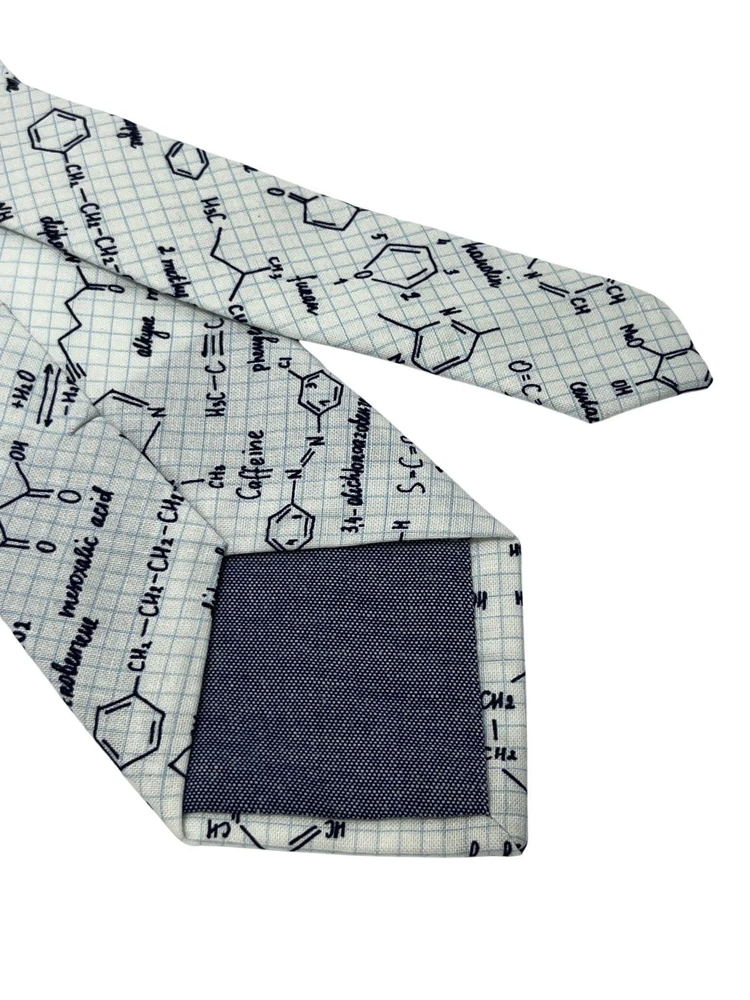 Ivory cream tie with chemical equation science by Frederick Thomas Handmade Mens Ties
