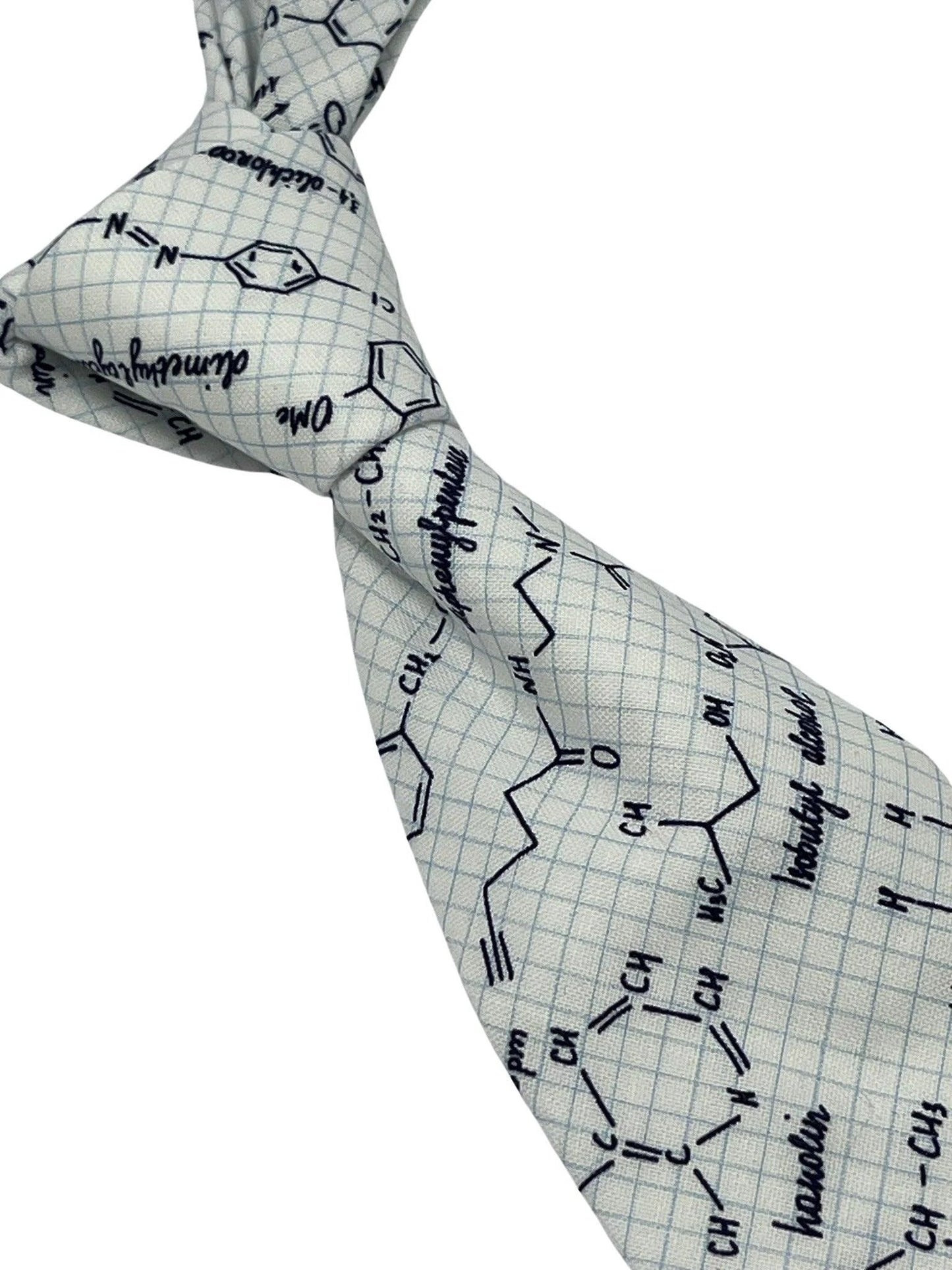 Ivory cream tie with chemical equation science by Frederick Thomas Handmade Mens Ties