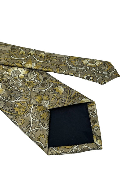 Golden beige floral William Morris liberty style tie by Frederick Thomas Handmade Mens Ties