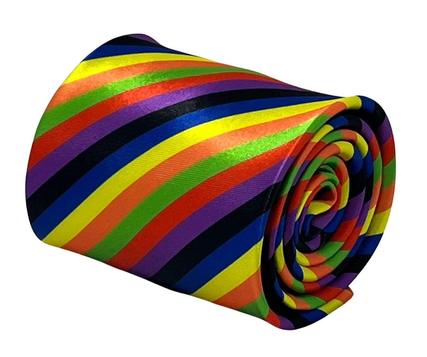 Multicoloured rainbow stripe tie by Frederick Thomas Handmade Mens Ties