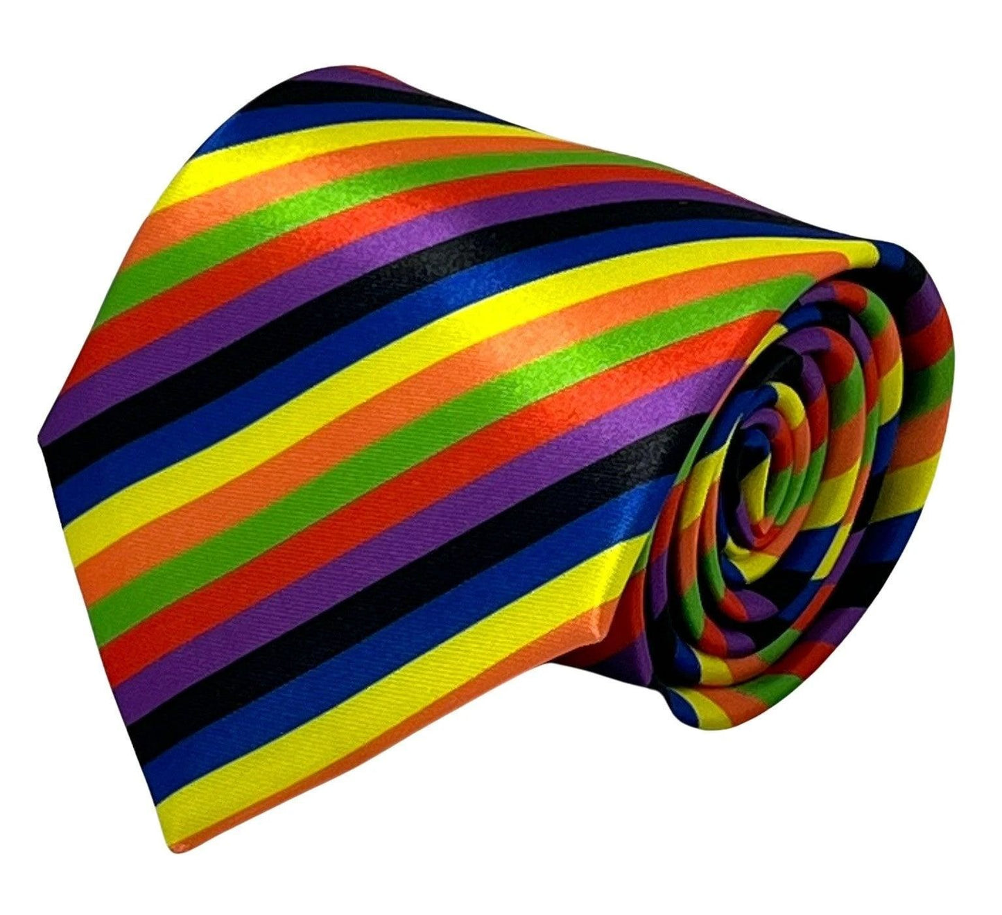Multicoloured rainbow stripe tie by Frederick Thomas Handmade Mens Ties