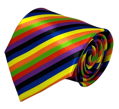 Multicoloured rainbow stripe tie by Frederick Thomas Handmade Mens Ties