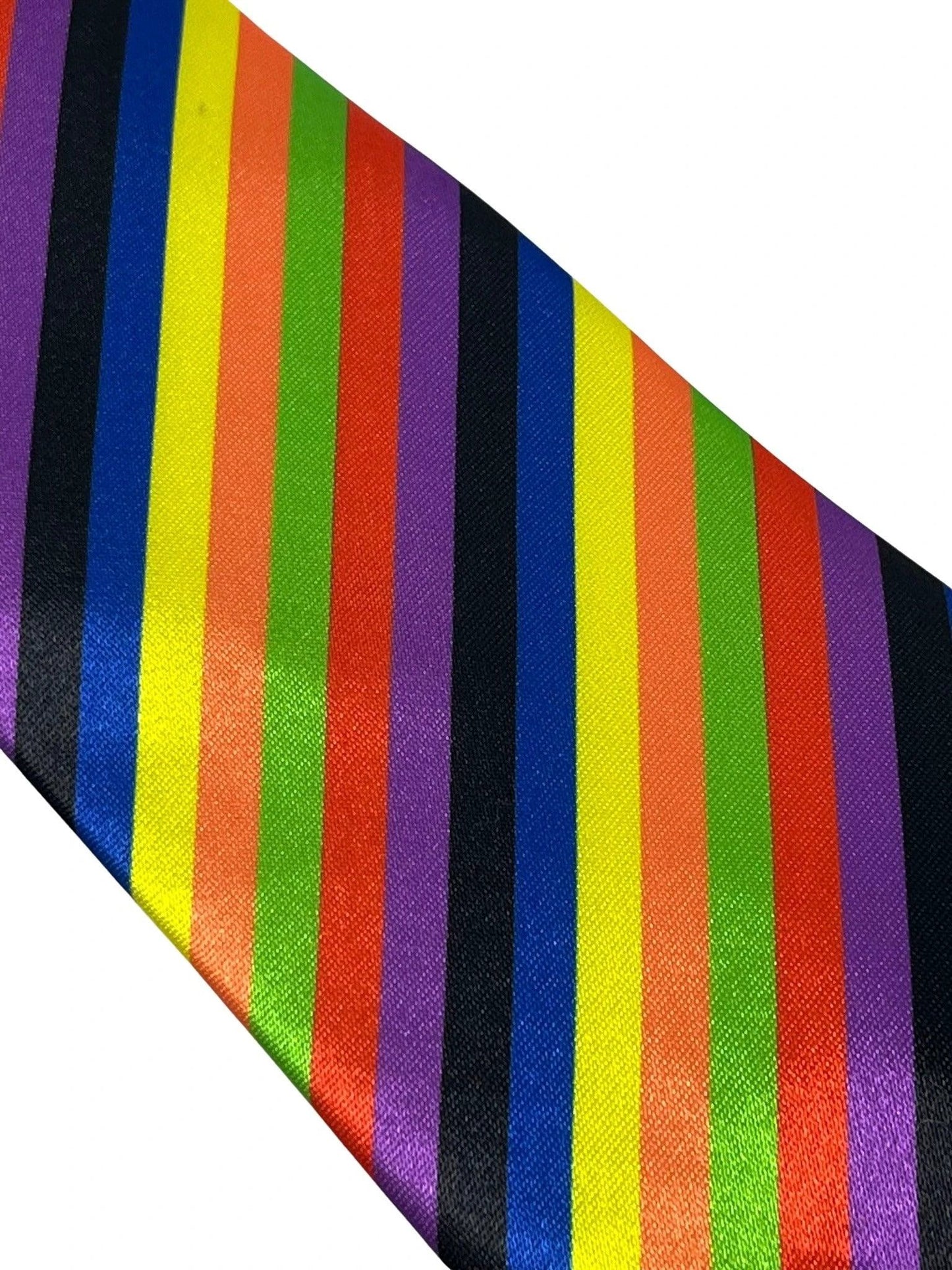 Multicoloured rainbow stripe tie by Frederick Thomas Handmade Mens Ties