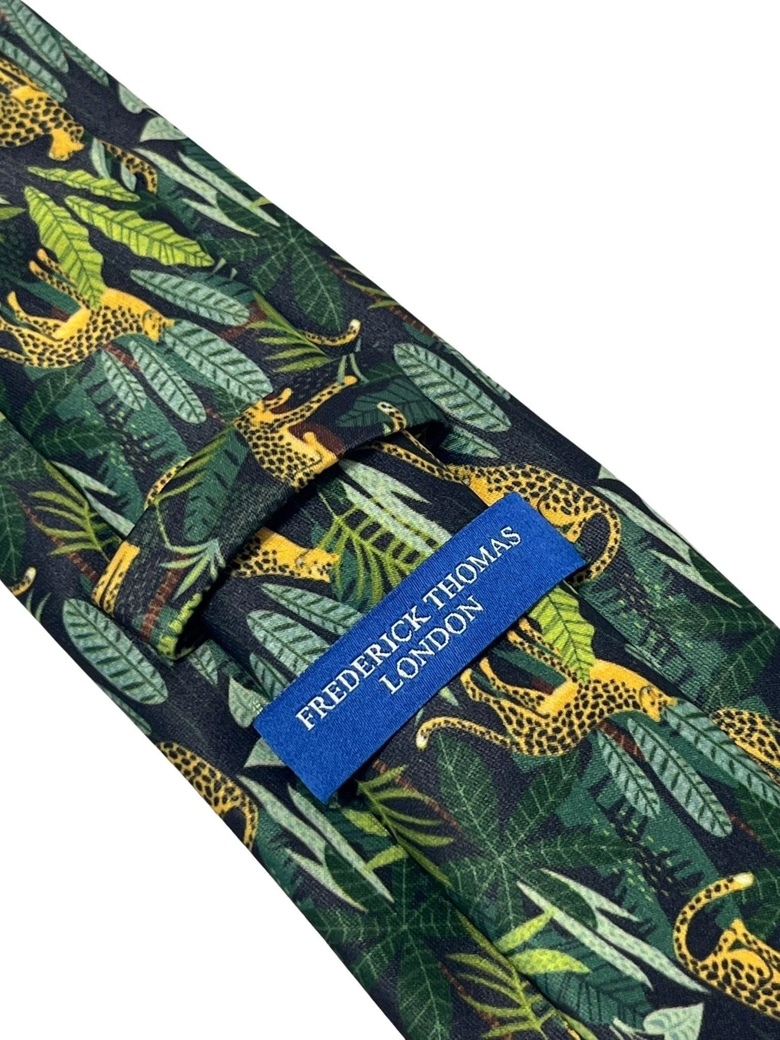 black and green jungle cheetah exotic tie by Frederick Thomas Handmade Mens Ties