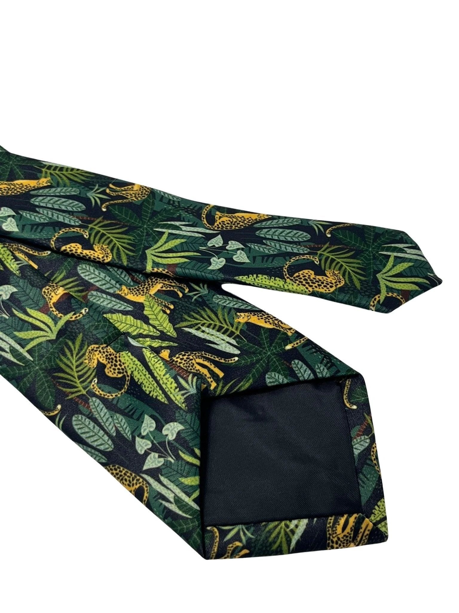black and green jungle cheetah exotic tie by Frederick Thomas Handmade Mens Ties