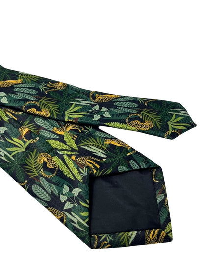 black and green jungle cheetah exotic tie by Frederick Thomas Handmade Mens Ties