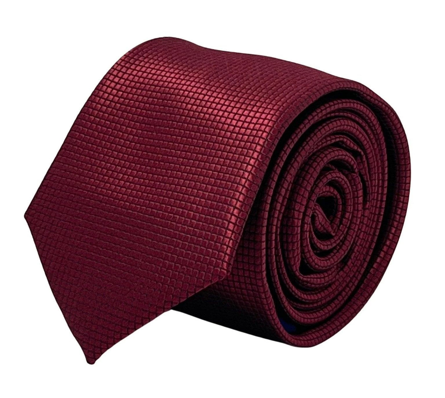 Maroon dark red tie with subtle squared design by Frederick Thomas Handmade Mens Ties