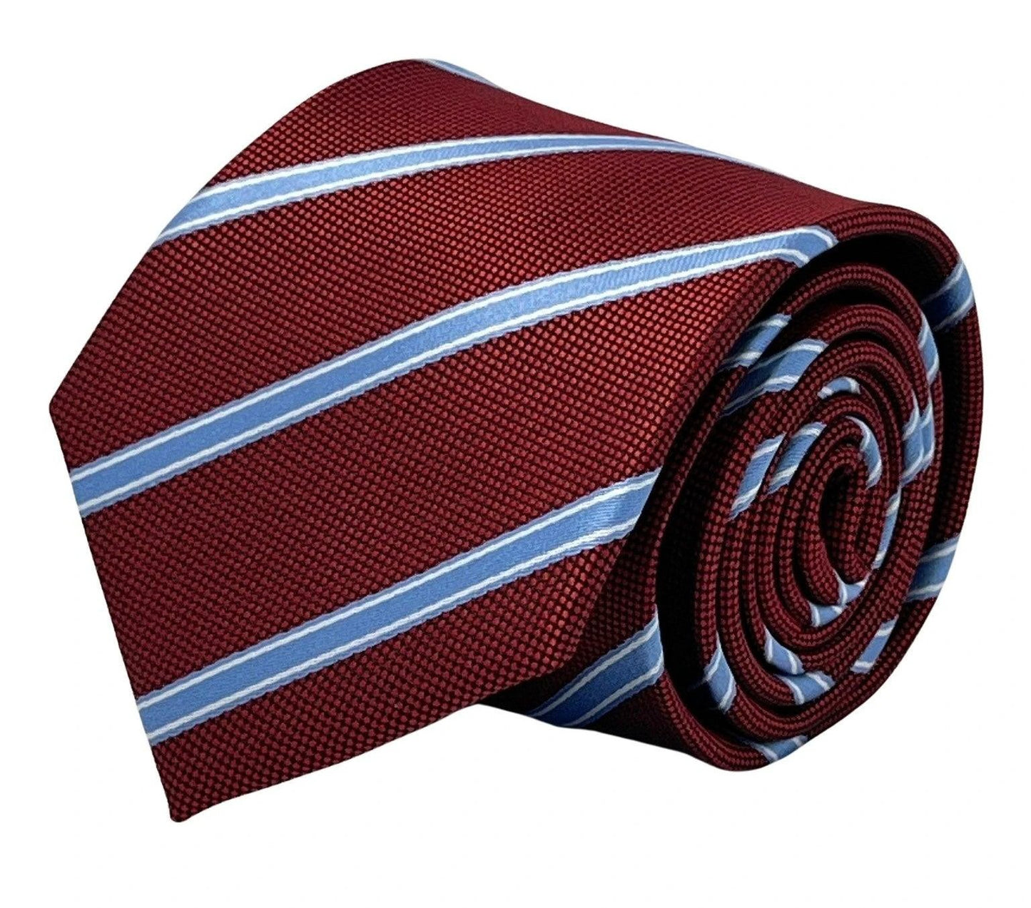 Maroon tie with light blue stripe by Frederick Thomas Handmade Mens Ties