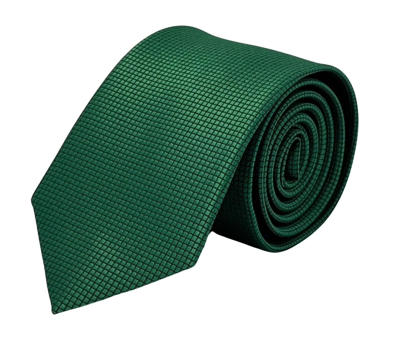 Emerald Green Silky Tie With Subtle Squared Design - Handmade Emerald Silk With Understated Sheen For Quiet Confidence by Frederick Thomas Handmade Mens Ties