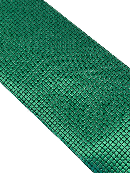 Emerald Green Silky Tie With Subtle Squared Design - Handmade Emerald Silk With Understated Sheen For Quiet Confidence by Frederick Thomas Handmade Mens Ties