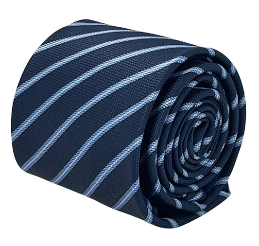dark navy blue tie with light pale blue stripe by Frederick Thomas Handmade Mens Ties