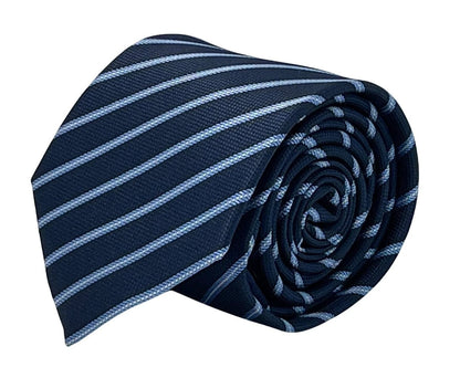 dark navy blue tie with light pale blue stripe by Frederick Thomas Handmade Mens Ties