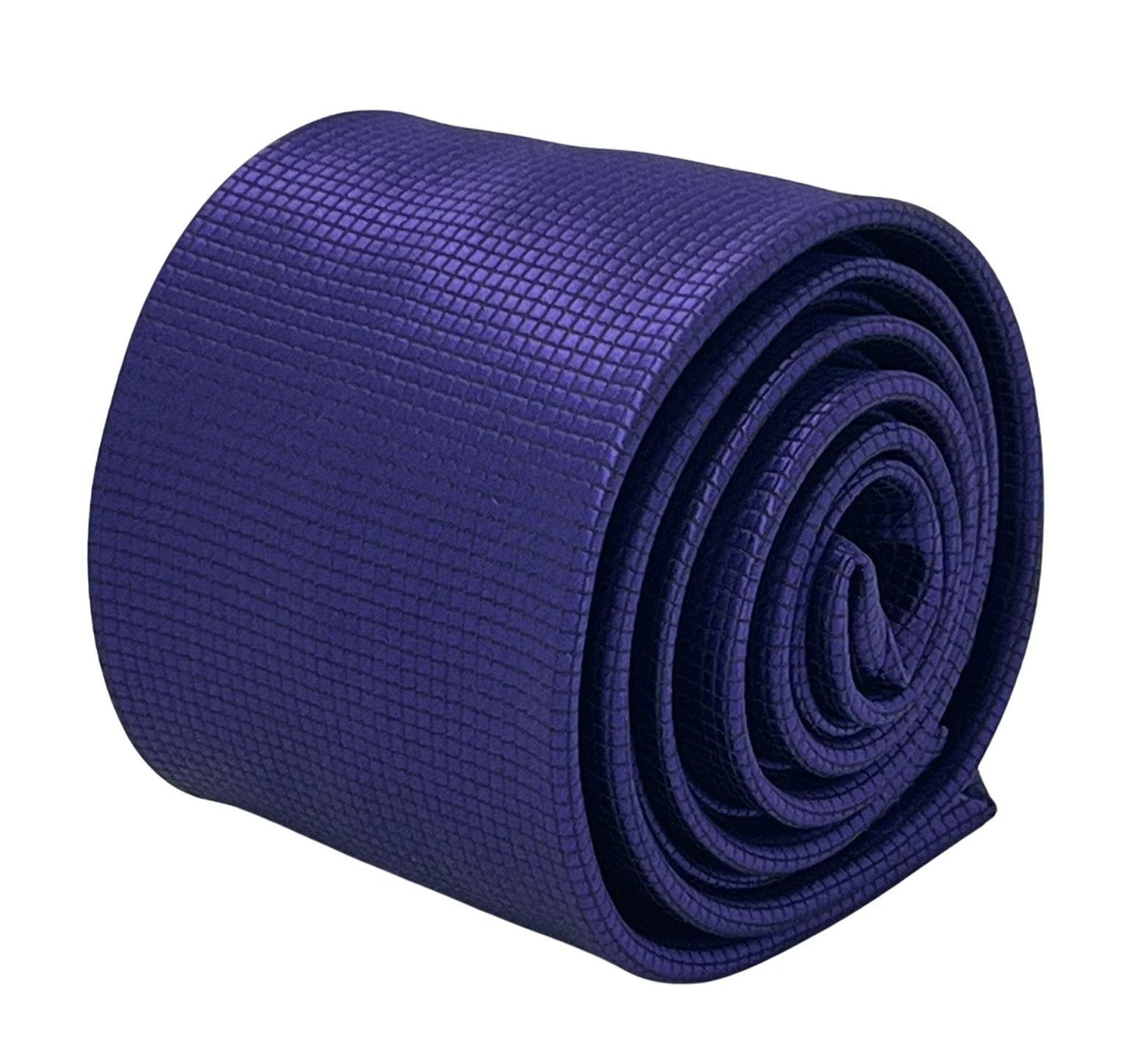 dark cadbury purple tie with subtle squared design by Frederick Thomas Handmade Mens Ties