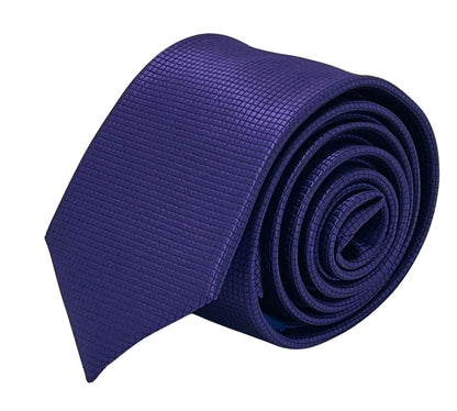 dark cadbury purple tie with subtle squared design by Frederick Thomas Handmade Mens Ties
