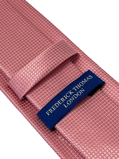 baby light pink tie with subtle squared pattern by Frederick Thomas Handmade Mens Ties