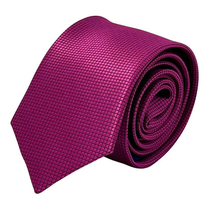 Berry Fuchsia Bright Pink Tie With Subtle Squared Pattern By Frederick Thomas - Handmade Luxury For Modern Professional by Frederick Thomas Handmade Mens Ties