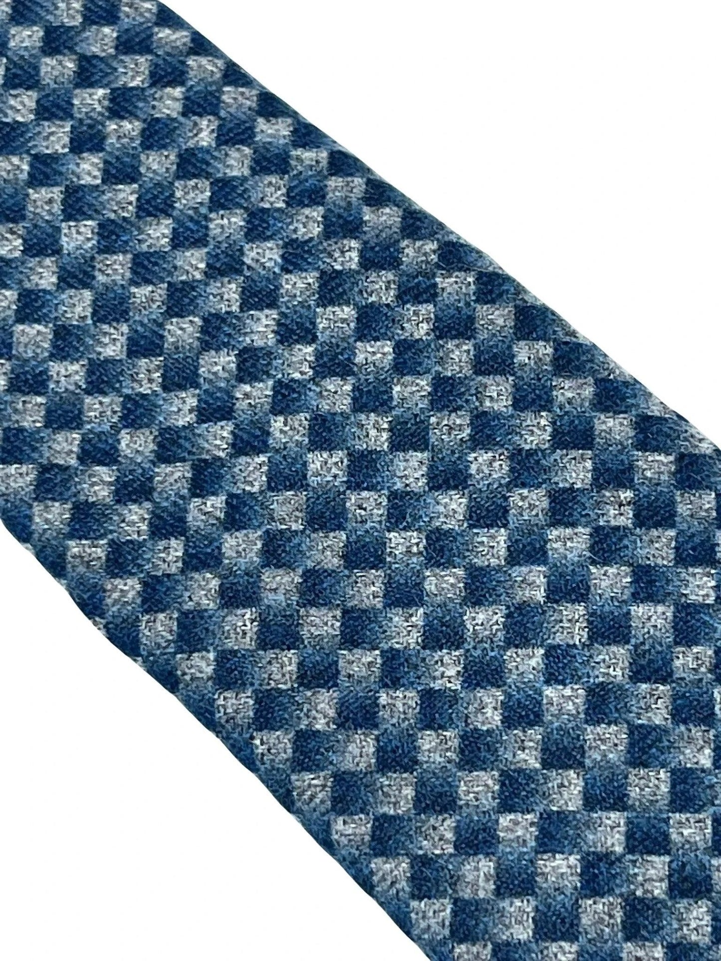 dark blue and grey tie with geometric pattern by Frederick Thomas Handmade Mens Ties